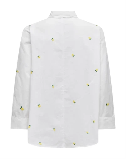 Only - ONLNew Lina Grace Emb Skjorte - Bright White/Lemon